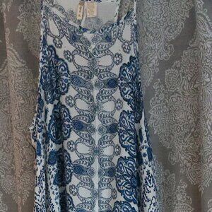 Woman's royal blue and white viscose dress
